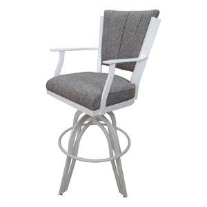 Swivel Tilt Bar Stool 30&quot Seat - Montana - Mojave Gray Fabric - White Metal