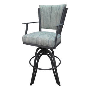 Swivel Bar Stool 30&quot Seat - Montana - Watusi Aqua Fabric - Gray Metal