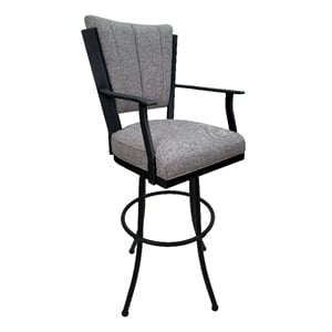 Swivel Extra Tall Bar Stool 34&quot (35) Montana - Mojave Gray Fabric - Black Metal
