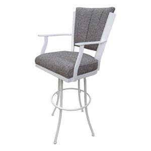 Swivel Extra Tall Bar Stool 34&quot (35) Montana - Mojave Gray Fabric - White Metal