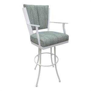 Swivel Extra Tall Bar Stool 34&quot (35) Montana- Watusi Aqua Fabric - White Metal