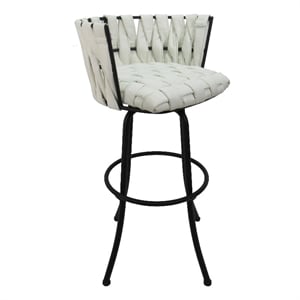 Metalona Extra Tall Bar Stool 34&quot Seat - White Vinyl - Black Metal Base