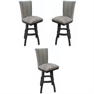 Home Square 30&quot Swivel Solid Wood Bar Stool in Natural Fun & Gray - Set of 3