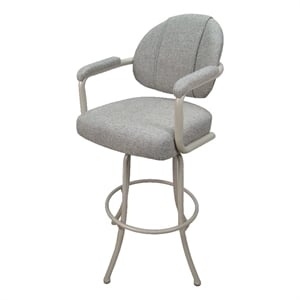 Extra Tall Swivel Bar Stool 34&quot Seat - M-70 - Portwood Ash Fabric - Beige Metal