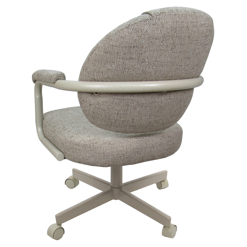 Swivel Dining Caster Chair - M-70 - Hemsath Driftwood Tan Fabric - Beige Metal