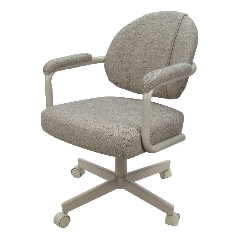 Swivel Dining Caster Chair - M-70 - Hemsath Driftwood Tan Fabric - Beige Metal