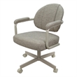 Swivel Dining Caster Chair - M-70 - Hemsath Driftwood Tan Fabric - Beige Metal