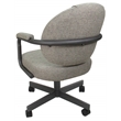 Swivel Dining Caster Chair - M-70 - Hemsath Driftwood Tan Fabric - Gray Metal