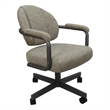 Swivel Dining Caster Chair - M-70 - Hemsath Driftwood Tan Fabric - Gray Metal