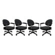 4 - Swivel Metal Dining Caster Chair M-70 - Black Vinyl - Grey