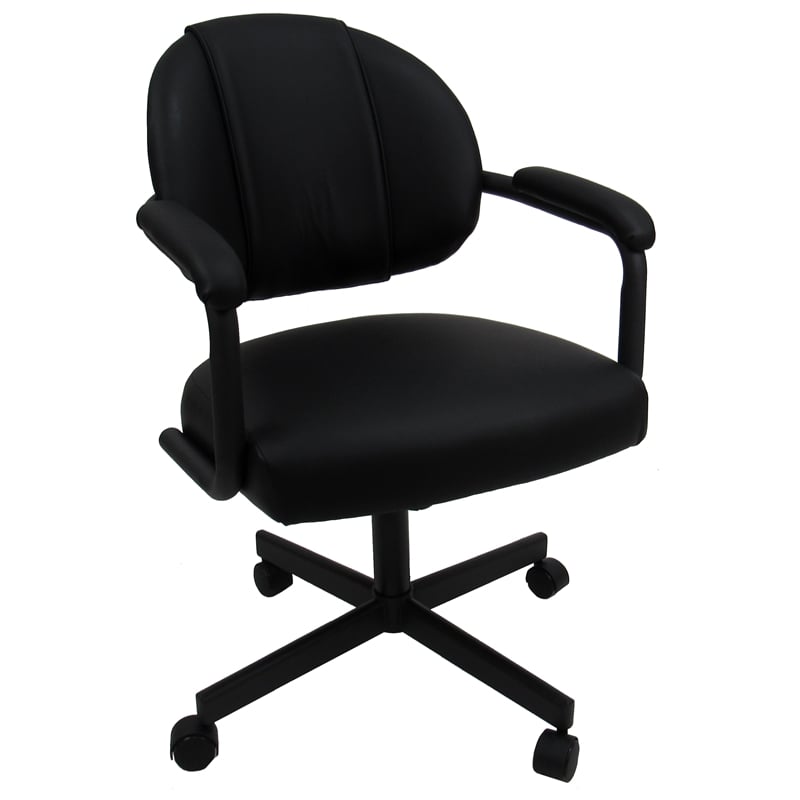 4 - Swivel Metal Dining Caster Chair M-70 - Black Vinyl on Black Chairs