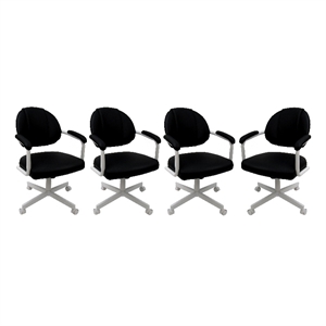 4 - Swivel Metal Dining Caster Chair M-70 - Black Vinyl on White Chairs