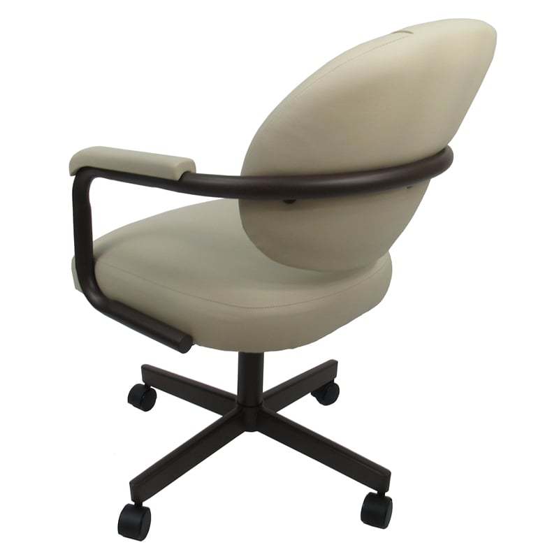 4 - Swivel Metal Dining Caster Chair M-70 - Ocean Beige Vinyl on Coffee Chairs