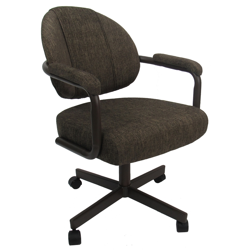 4 - Swivel Metal Dining Caster Chair M-70 - Sanora Brown on Coffee Chairs