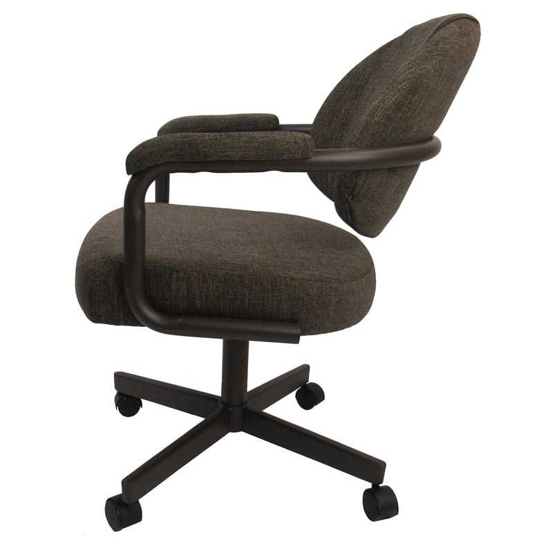 4 - Swivel Metal Dining Caster Chair M-70 - Sanora Brown on Coffee Chairs