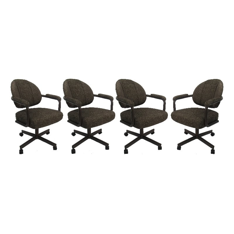 4 - Swivel Metal Dining Caster Chair M-70 - Sanora Brown on Coffee Chairs