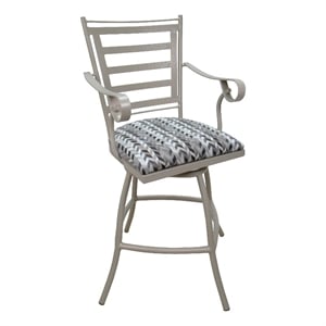 Outdoor Patio Swivel Counter Stool 26&quot Seat - Jenna - Gray Fabric - Beige Frame
