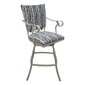 Outdoor Patio Counter 26&quot Swivel Bar Stool Jenna - Gray Fabric - Beige Frame - Back Pad