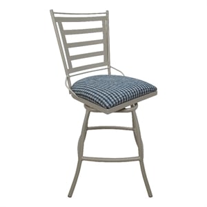 Outdoor Patio Armless 26&quot Counter Bar Stool - Jenna - Blue Fabric - Beige Frame