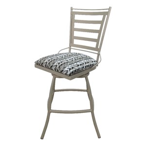 Outdoor Patio Armless 26&quot Bar Stool - Jenna - Gray Fabric - Beige Frame