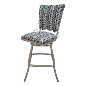 Outdoor Patio Armless 30&quot Bar Stool Jenna - Gray Beige Fabric - Back Pad