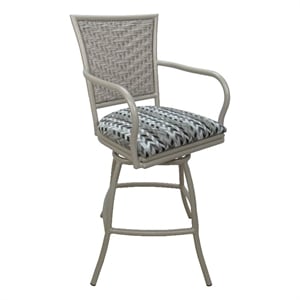 Indoor Outdoor Bar Stool 30&quot Seat - Erin - Simi Soft Gray Fabric - Beige Metal