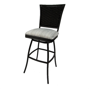 Indoor/Outdoor Extra Tall 35&quot Bar Stool Erin without Arms Black Frame-Beige Mix