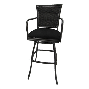 Indoor 30&quot Bar Stool Erin - Black Linen - Brown Frame