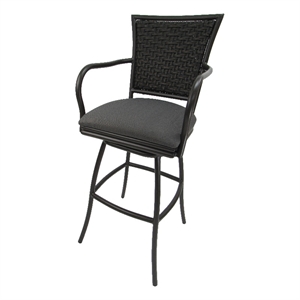 Indoor/Outdoor 30&quot Bar Stool Erin - Dark Gray Linen - Brown Frame