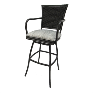 Indoor Outdoor Bar Stool 30&quot Seat - Erin - Natural Cream Fabric - Brown Metal