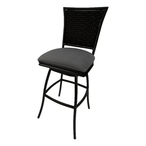 In/Outdoor 30&quot Bar Stool Erin without Arms - Dark Gray Linen Fabric- Black Frame