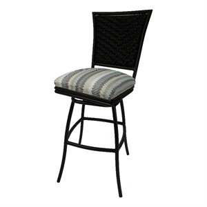 In/Outdoor 30&quot Bar Stool Erin without Arms - Linen Sun Stripe Fabric-Black Frame