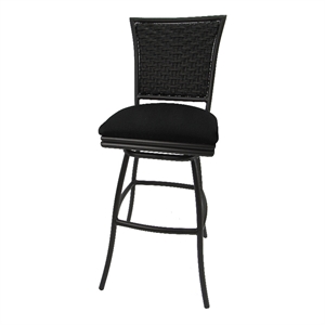 In/Outdoor 30&quot Bar Stool Erin without Arms - Black Linen Fabric - Brown Frame