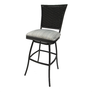 Indoor/Outdoor 30&quot Bar Stool Erin without Arms - Natural Fun Fabric -Brown Frame
