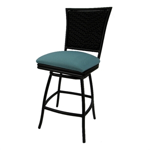 Outdoor/Indoor Counter 26&quot Bar Stool without Arms - Aqua Linen - Black Frame