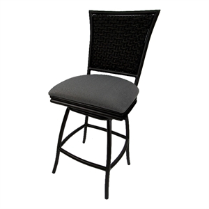 Outdoor/Indoor Counter 26&quot Bar Stool without Arms -Dark Gray Linen - Black Frame