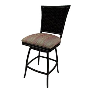 Outdoor/Indoor Counter 26&quot Bar Stool without Arms - Multi Sun Fabric-Black Frame