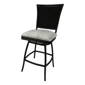 Outdoor/Indoor Counter 26&quot Bar Stool without Arms-Natural Fun Fabric-Black Frame