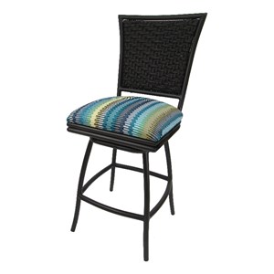 Outdoor/Indoor Counter 26&quot Bar Stool without Arms- Aqua Sun Fabric - Brown Frame