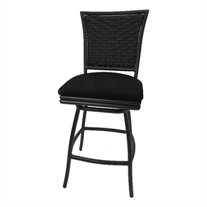Outdoor/Indoor Counter 26&quot Bar Stool without Arms - Black Fabric - Brown Frame