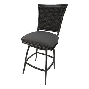 Outdoor/Indoor Counter 26&quot Bar Stool without Arms -Dark Gray Fabric- Brown Frame