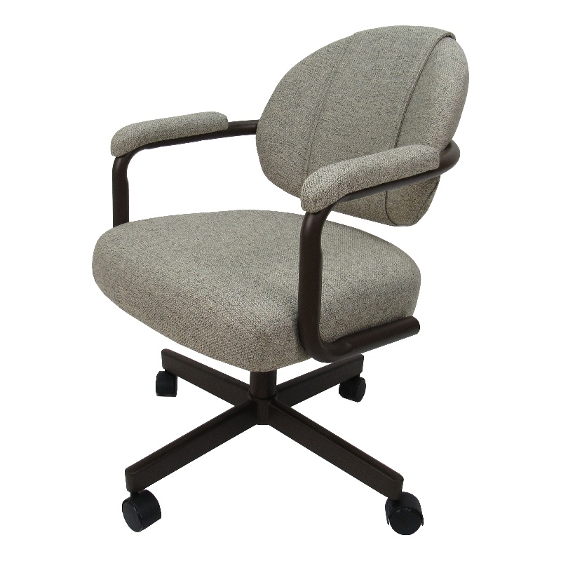 Swivel Metal Caster Dining Chair M-70 - Portwood Ash on Brown