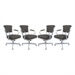 Set of 4 - Miami Swivel Metal Caster Chairs on Reading Base