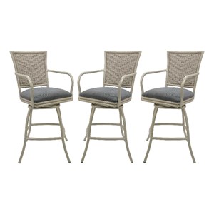 Set of 3 - Outdoor Indoor Counter 26&quot Bar Stool - Erin on Beige Frame