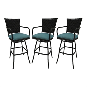 Set of 3 - Outdoor Indoor Counter 26&quot Bar Stool - Erin on Brown Frame