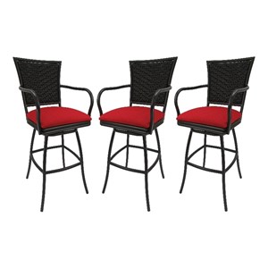 Set of 3 - Outdoor Indoor Counter 26&quot Bar Stool - Erin on Brown Frame
