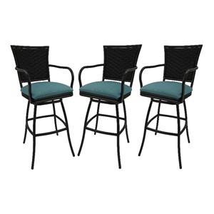 Set of 3 - Outdoor Indoor 30&quot Bar Stool - Erin on Brown Frame