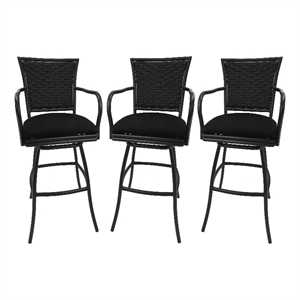 Set of 3 - Outdoor Indoor Extra Tall 34&quot Bar Stool - Erin on Brown Frame