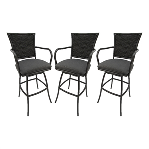 Set of 3 - Outdoor Indoor Extra Tall 34&quot Bar Stool - Erin on Brown Frame