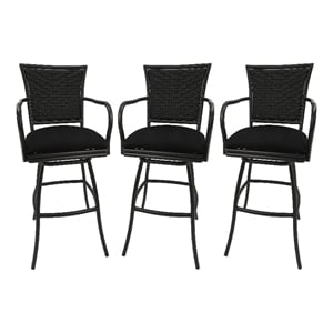 Set of 3 - Outdoor Indoor Counter 26&quot Bar Stool - Erin on Black Frame